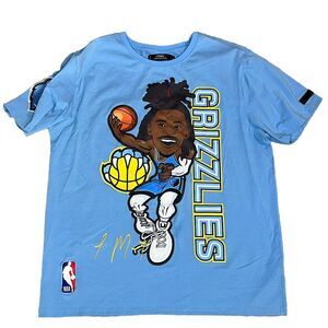Jon Morant Memphis Grizzlies Caricature Series  Tee Shirt Sky Blue Pro S Men’s L